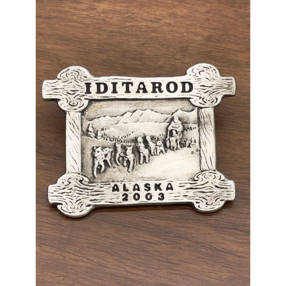 Vintage Iditarod Alaska 2003 Pin Pewter Dog Sled Souvenir Husky Race Collectible